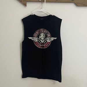 Harley-Davidson Black Sleeveless Shirt with Skull Logo